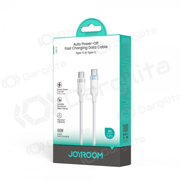 USB-C laidas Joyroom S-A63 USB-C į USB-C 1.2 m 100 W baltas