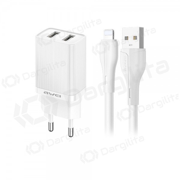 Telefono įkroviklis Awei C15L-EU 10 W 2xUSB-A Lightning baltas