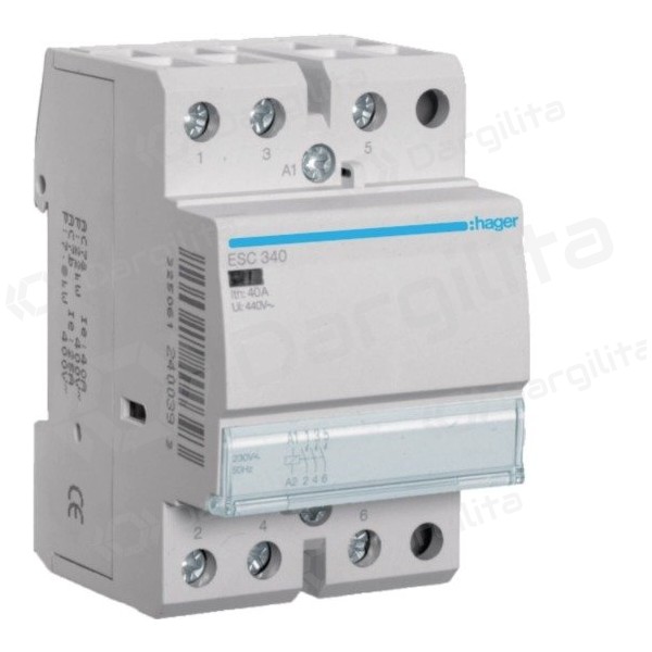 Kontaktorius Hager ESC340 (3P, 40A, 230V, 3NO, 1 mod.)
