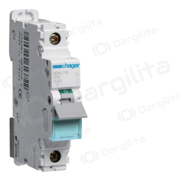 Automatinis jungiklis Hager NDN116 (1P, 16A, D, 10kA, 400V)