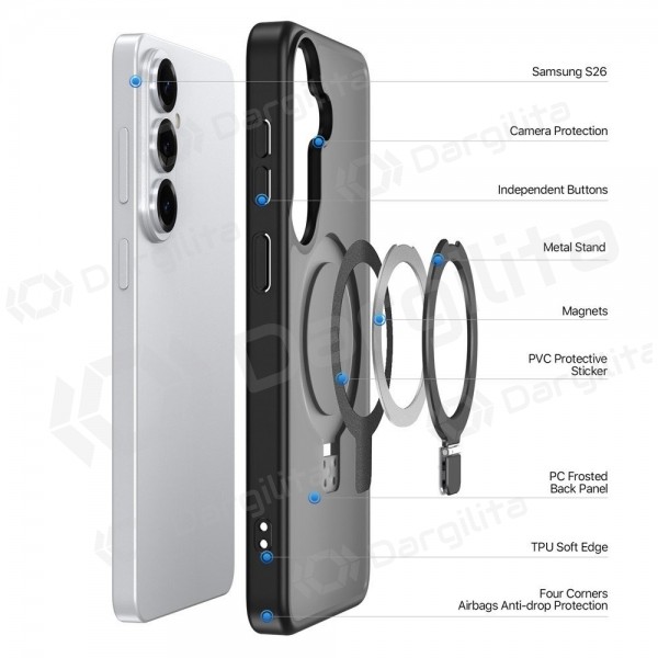 Samsung Galaxy S26+ dėklas "Dux Ducis Yind Magnetic Stand" (juodas)
