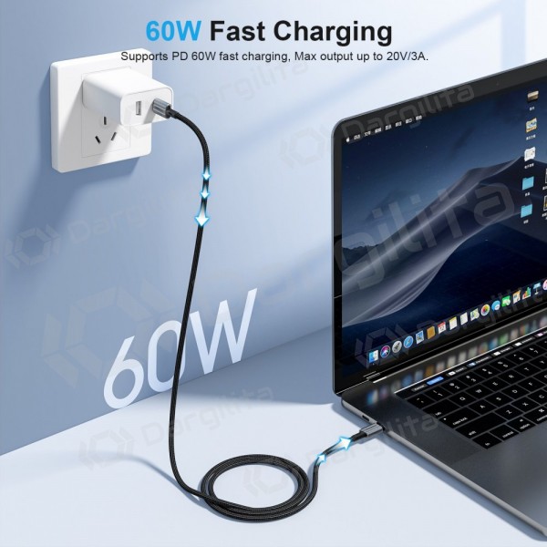 USB-C laidas Choetech XCC-1015 USB-C į USB-C 2 m PD 60 W juodas