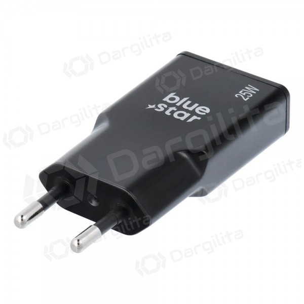 Telefono įkroviklis Blue Star Slim 25 W GaN USB-C + USB-A juodas