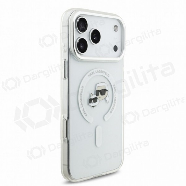 Apple iPhone 18 Pro Max dėklas "Karl Lagerfeld IML K&CH Heads Metal Frame MagSafe" (skaidrus)