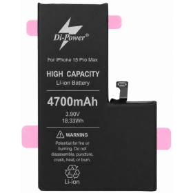 Apple iPhone 15 Pro Max baterija, akumuliatorius Di-Power 4700 mAh (padidintos talpos)