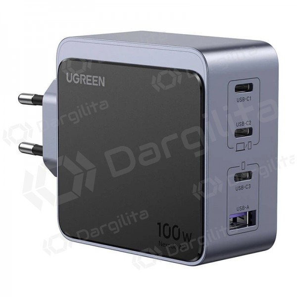 Tinklo įkroviklis Ugreen X565 100 W GaN 3x USB-C + USB-A pilkas