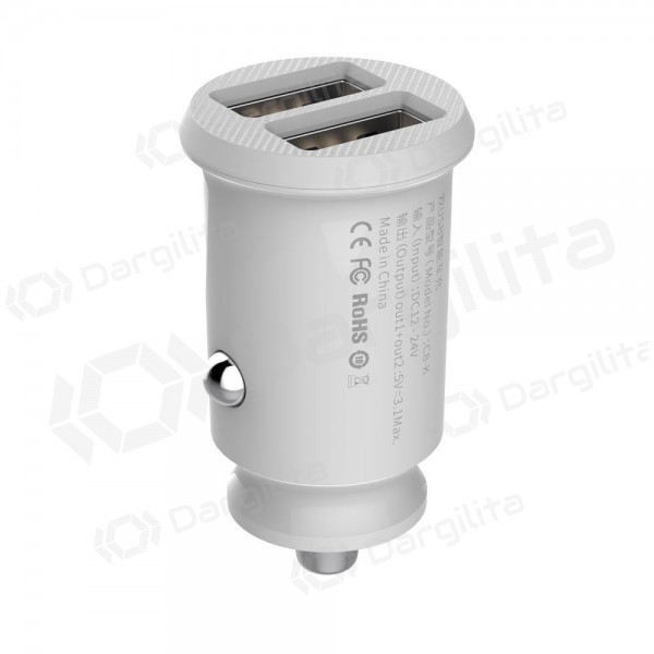 Įkroviklis automobilinis Baseus Grain (3.1A) x 2 USB CCALL-ML02 (baltas)