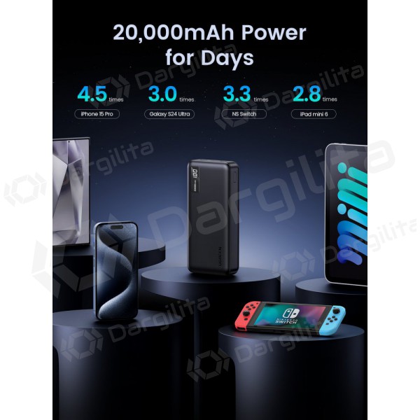 Išorinė baterija Power Bank Ugreen PB313 20W 20000mAh (25683) juoda