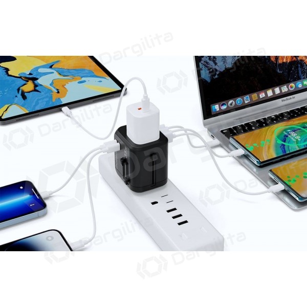 Telefono įkroviklis Choetech PD5008 30 W USB-C + USB-A PD GaN juodas