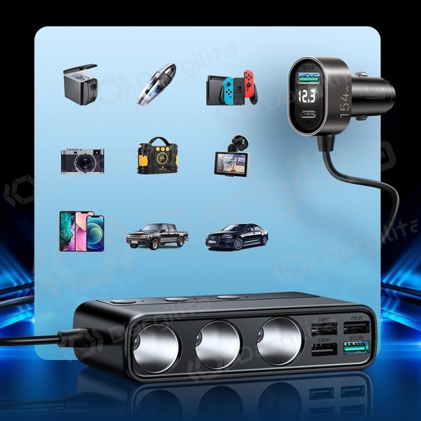 Automobilinis įkroviklis Joyroom JR-CL06 154 W USB-C + USB-A PD QC juodas