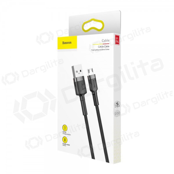 USB kabelis Baseus Cafule Type-C 1.0m 3.0A (pilkas-juodas) CATKLF-BG1