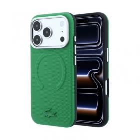Apple iPhone 18 Pro dėklas "Lacoste PVC Petit Pique Semi Wrap Embossed MagSafe" (žalias)