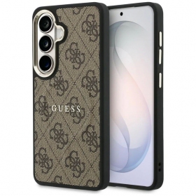 Samsung Galaxy S26 dėklas "Guess PU Leather 4G Gold Frame Magnetic" (rudas)