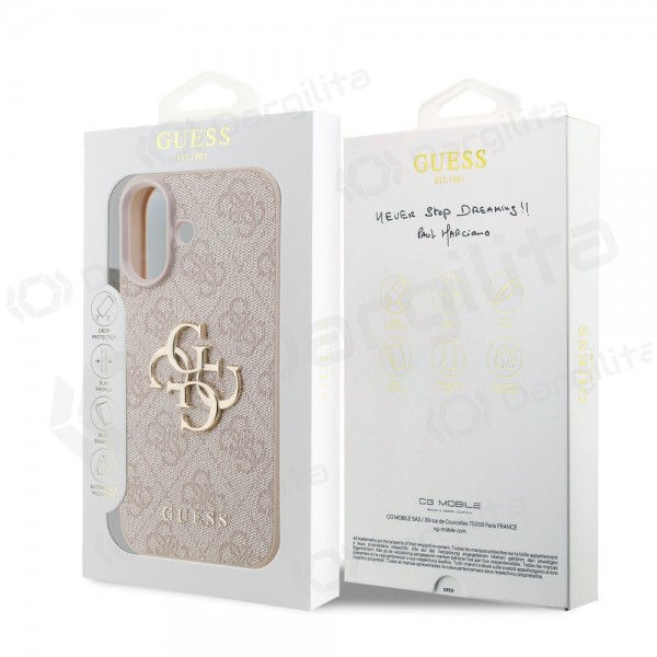 Apple iPhone 17 dėklas "Guess PU 4G Metal Logo" (rožinis)
