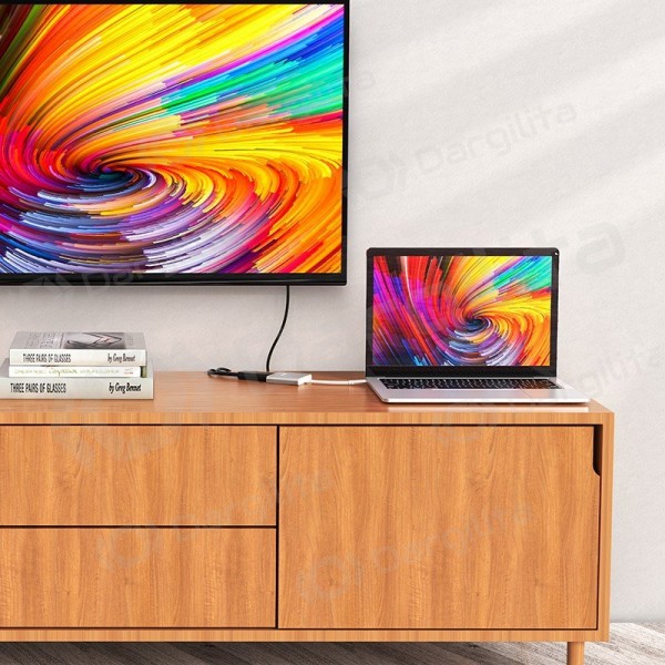 Adapteris Hoco HB14 Type-C to USB-A+HDMI+Type-C sidabrinis