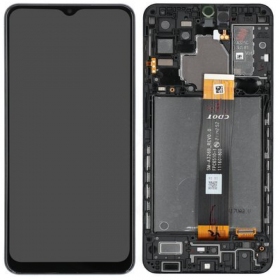 Samsung Galaxy A32 5G ekranas (juodas) (su rėmeliu) (originalus)