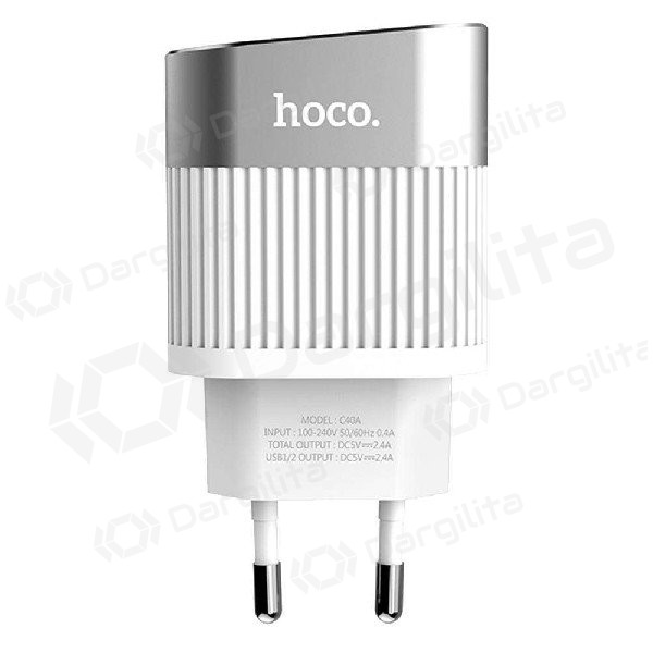 Įkroviklis FastCharge HOCO C40A Speedmaster Dual USB (5V 2.4A) (baltas)