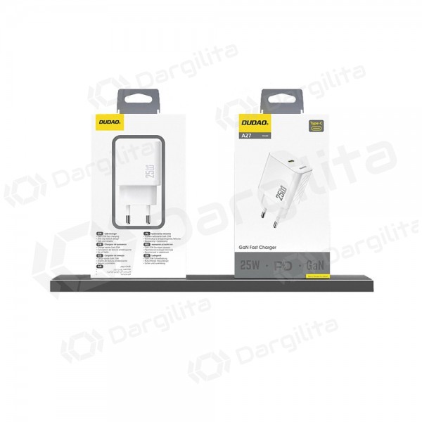 Telefono įkroviklis Dudao A27 25 W GaN USB-C baltas