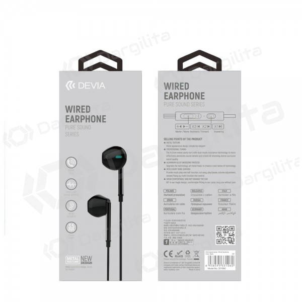 Laisvų rankų įranga Devia Pure Sound 3,5mm (juoda) Laisvų rankų įranga Devia Pure Sound 3,5mm (juoda)
