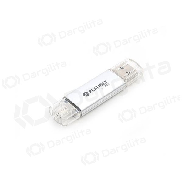 Atmintinė Platinet 32GB OTG USB 2.0 + microUSB (sidabrinė)