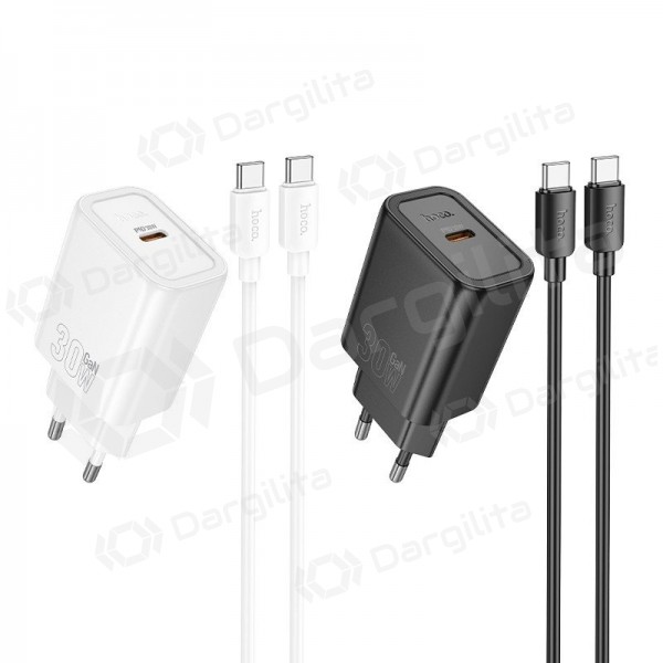Telefono įkroviklis Hoco N62 GaN USB-C su USB-C laidu 1 m juodas