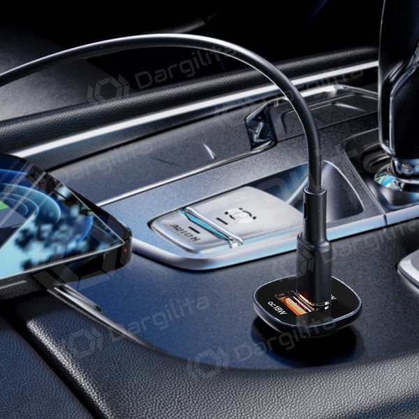 Automobilinis įkroviklis Acefast B1 Mini 38 W USB-C + USB-A PD QC juodas