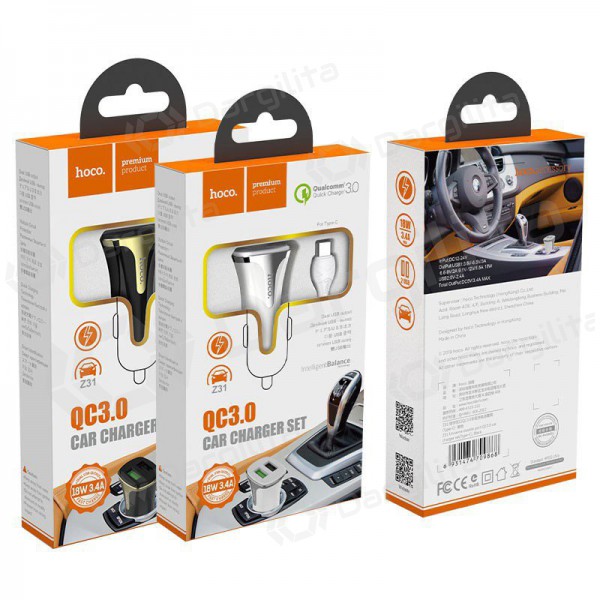 Automobilinis įkroviklis HOCO Z31 USB + 