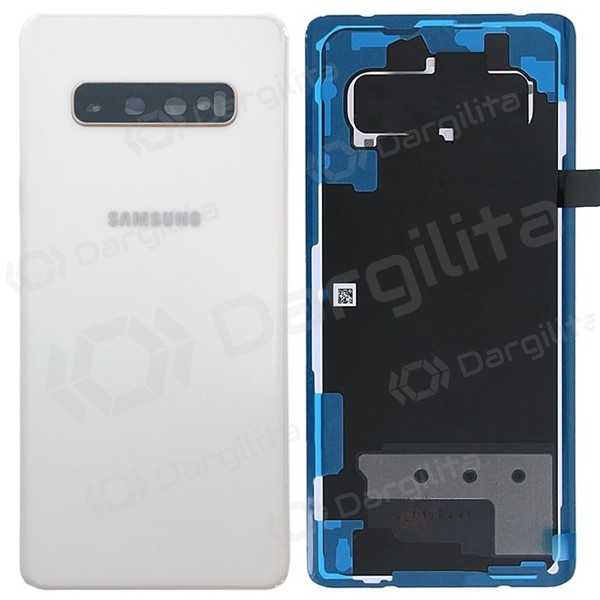 Samsung G975 Galaxy S10 Plus galinis baterijos dangtelis baltas (Ceramic White) (naudotas grade B, originalus)