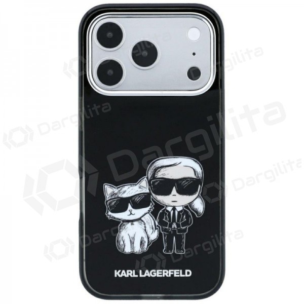 Apple iPhone 18 Pro dėklas "Karl Lagerfeld PU Semi Wrap Smooth Sketch Bodies MagSafe" (juodas)