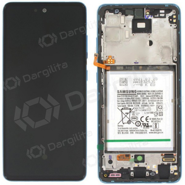 Samsung Galaxy A52 ekranas (mėlynas) (su rėmeliu) (originalus) Samsung Galaxy A52 ekranas (mėlynas) (su rėmeliu) (originalus)