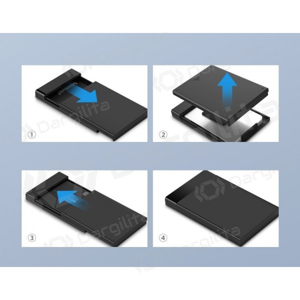 2.5" HDD SSD adapteris Ugreen US221 + 0.5m cable juodas