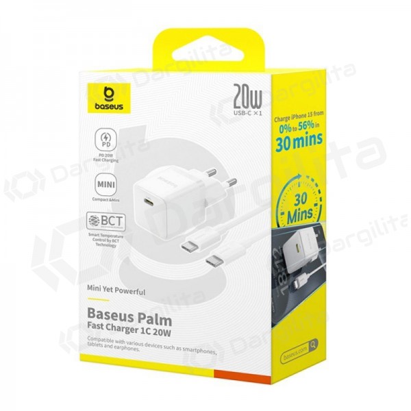 Telefono įkroviklis Baseus Palm 20 W USB-C PD baltas