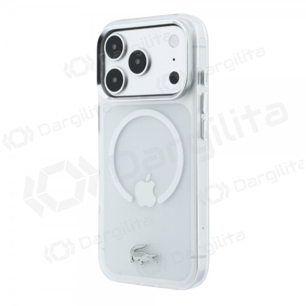 Apple iPhone 18 Pro dėklas "Lacoste IML Frosted Petit Pique Metal Logo MagSafe" (skaidrus)