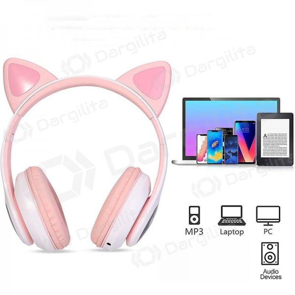 Belaidės ausinės Cat Glow ant ausies su mikrofonu USB-C + 3,5 mm