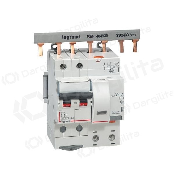 Srovės nuotekio relė su automatiniu jungikliu Legrand 411057 (C, 10A, 4P, 30mA, 230V)