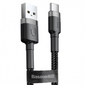 USB kabelis Baseus Cafule Type-C 1.0m 3.0A (pilkas-juodas) CATKLF-BG1
