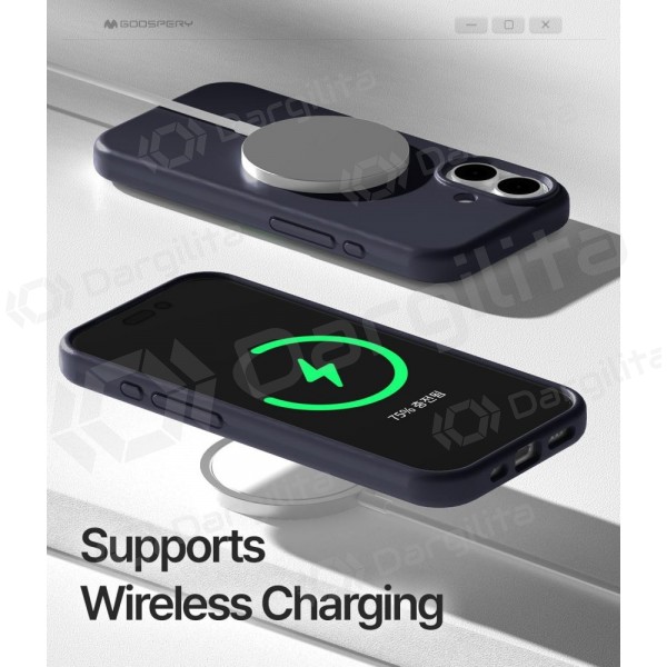 Apple iPhone 17 dėklas Mercury "Pure Magsafe Silicon Case" tamsiai mėlynas