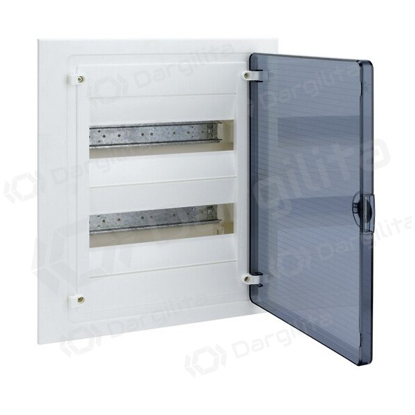 GOLF2 plastikinis įleidžiamas skydelis VF212TD 24 mod. Hager (permatomos durelės, IP40)