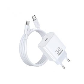 Telefono įkroviklis Remax RP-U71 30 W GaN USB-C su USB-C laidu 1 m baltas
