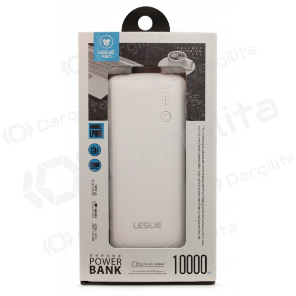 Išorinė baterija Power Bank Leslie LP005 10000mAh (balta)