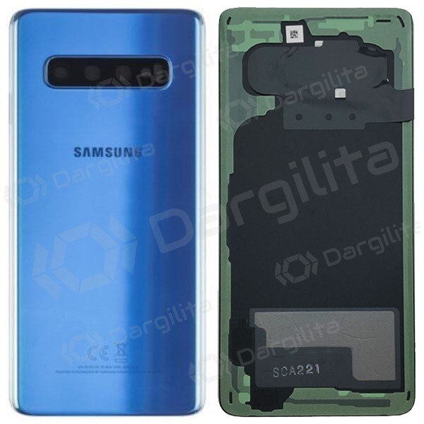 Samsung G973 Galaxy S10 galinis baterijos dangtelis mėlynas (Prism Blue) (naudotas grade B, originalus)