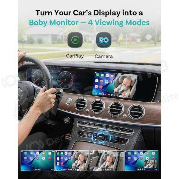 Belaidis CarPlay adapteris Ottocast Cabin Care CA520-T su mobilios auklės funkcija juodas