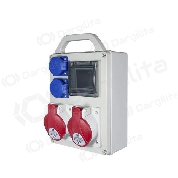 PawBol B.SLIM-4S-2S plastikinis skydelis 4 mod + kištukiniai lizdai (2x16A/250V 1x32A/5P 1x16A/5P)