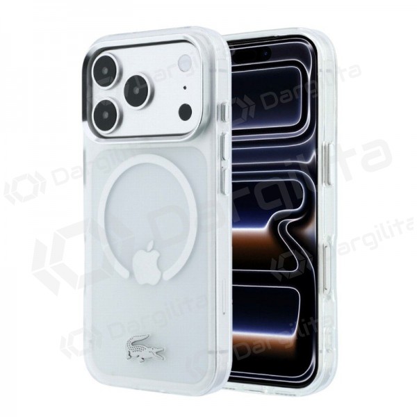 Apple iPhone 18 Pro dėklas "Lacoste IML Frosted Petit Pique Metal Logo MagSafe" (skaidrus)