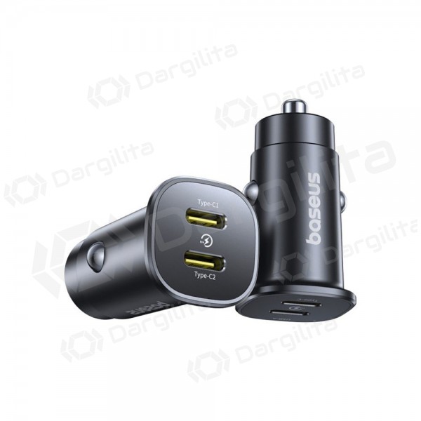 Automobilinis įkroviklis Baseus GoTrip 30 W 2xUSB-C PD QC PPS juodas