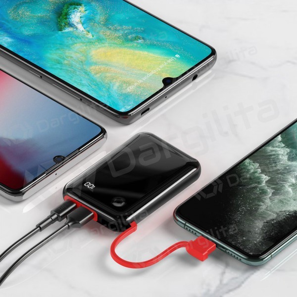 Išorinė baterija Power Bank Baseus Mini S USB + USB Type C + Lightning 3A 10000mAh juoda PPXF-E01