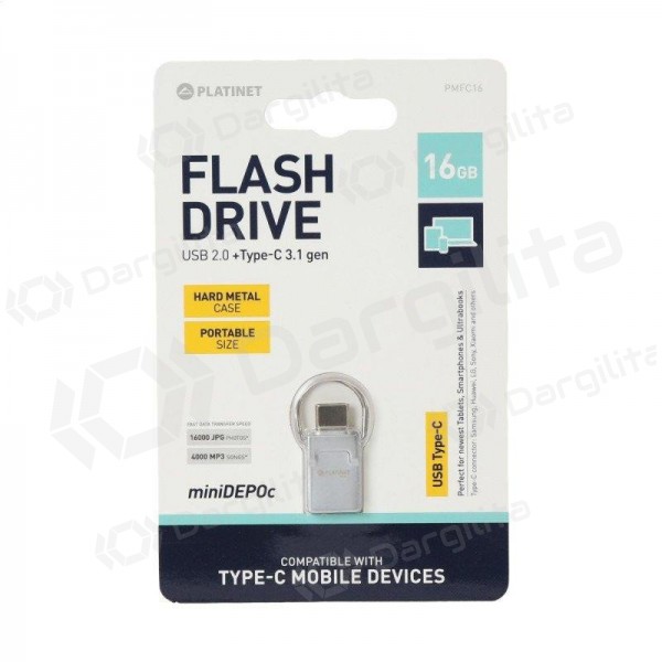 Atmintinė Platinet 16GB Type-C + USB 2.0