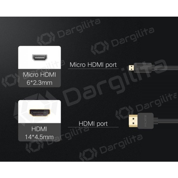 HDMI laidas Ugreen HD127 HDMI į Micro HDMI 1.5 m 4K 60 Hz juodas