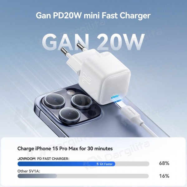 Telefono įkroviklis Joyroom JR-TCG08 20 W USB-C GaN juodas