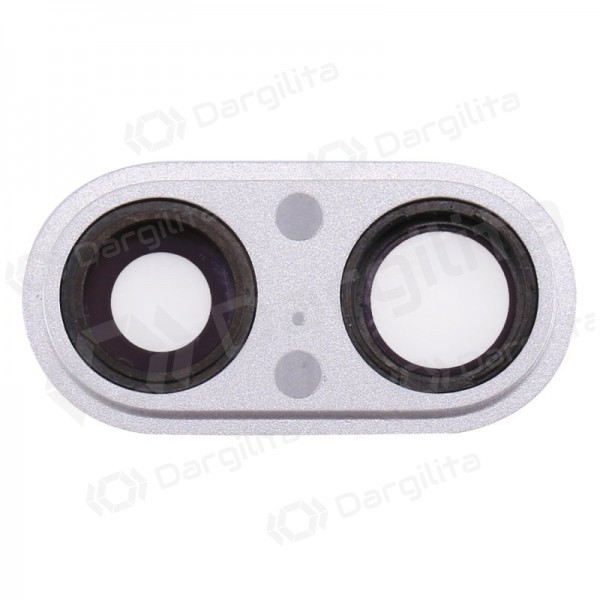 Apple iPhone 8 Plus kameros stikliukas (sidabrinis) (su rėmeliu)